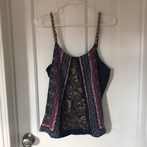 Patterned spaghetti string top